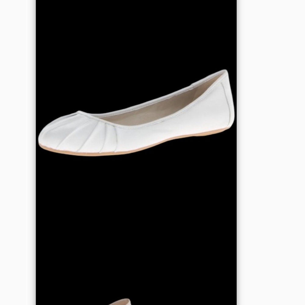 Nine West White Pleated Ballet Flats
